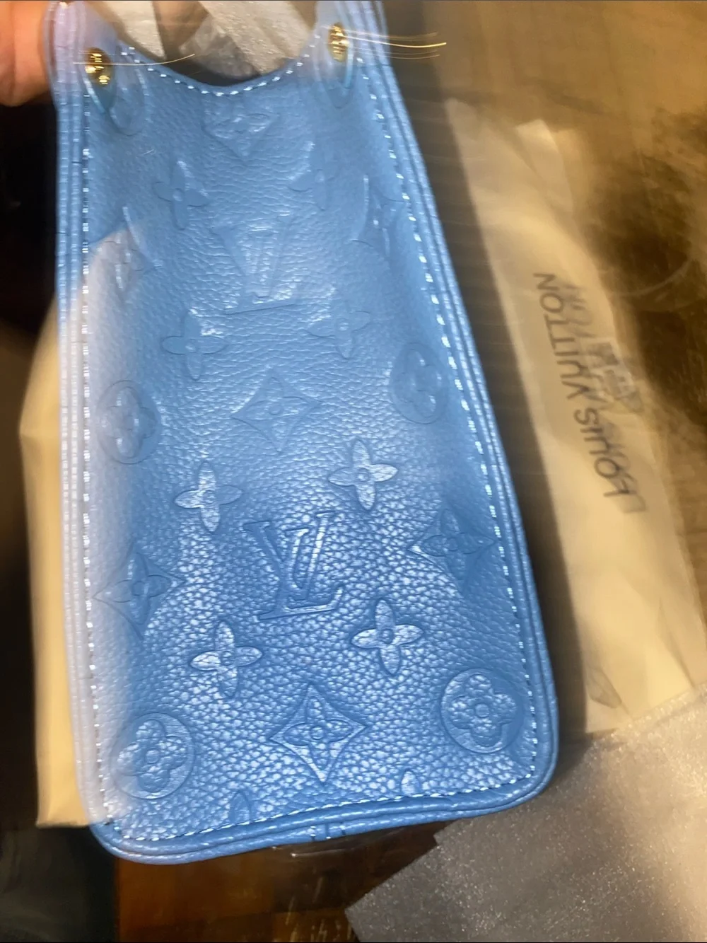 Louis Vuitton Blue Embossed Monogram Satchel